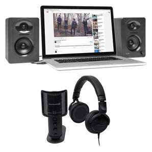Beyerdynamic Creator 24 Podcast Podcasting Microphone+Headphones+3" Monitors