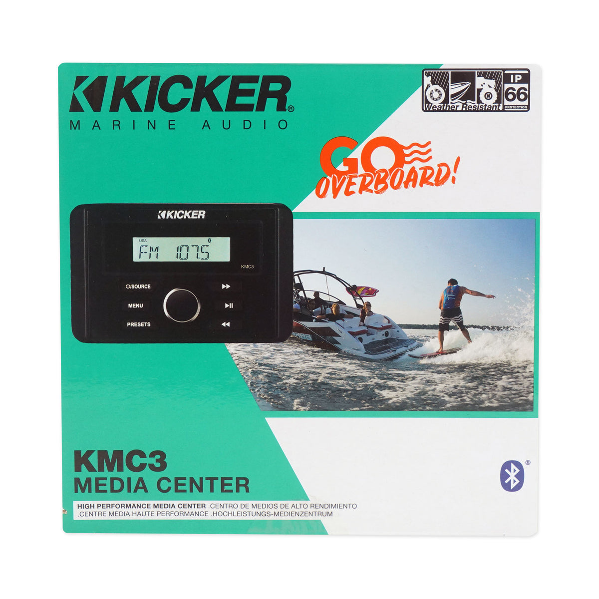 Kicker 46KMC3 Marine Digital Media Gauge Receiver w/Bluetooth/USB For Boat/ATV/UTV