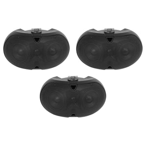 (3) Rockville D4-70 BLACK Dual 4" 70v Commercial/Restaurant Wall Mount Speakers