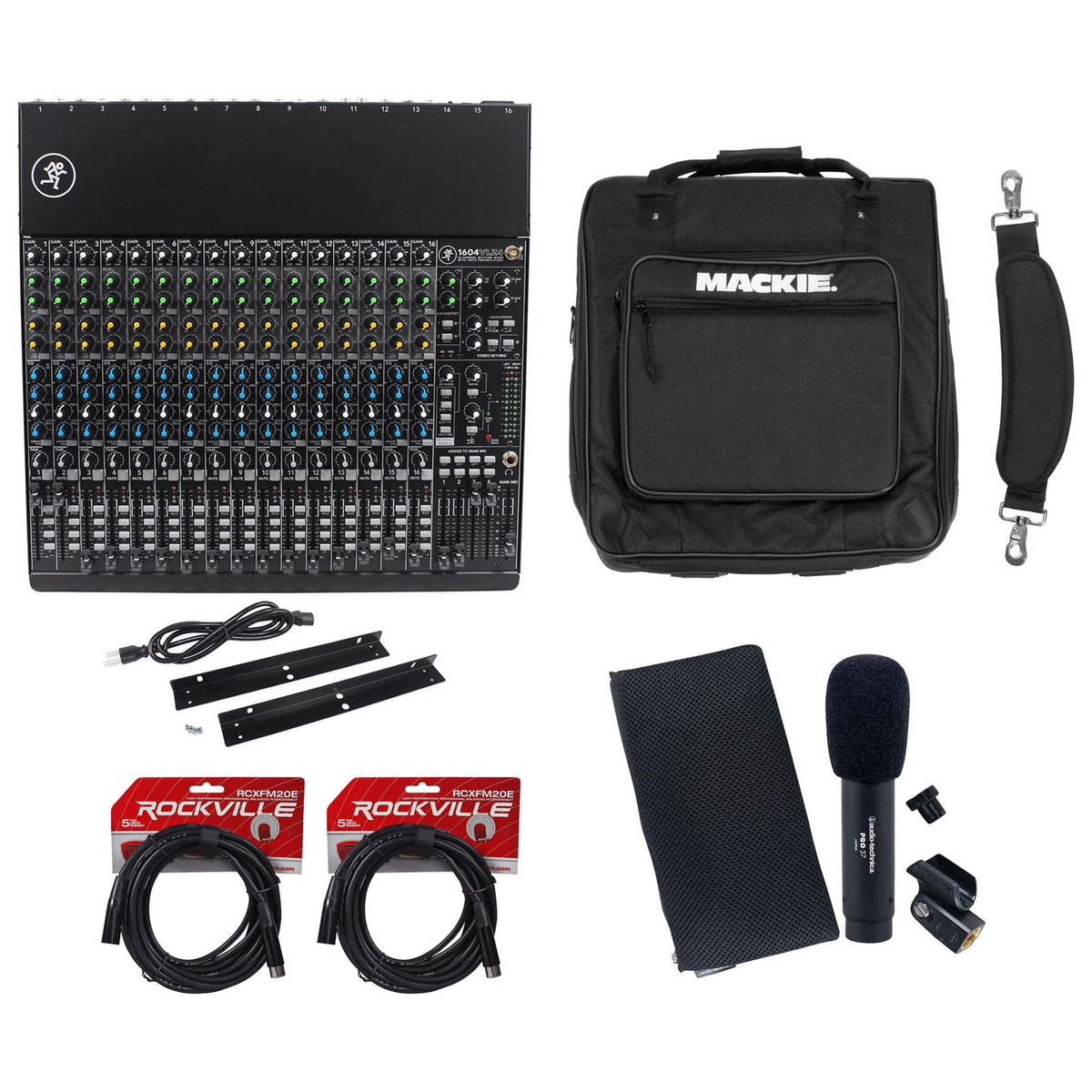 1604VLZ4 16-Channel Mixer, Travel Bag, PRO37 Microphone & (2) XLR Cables