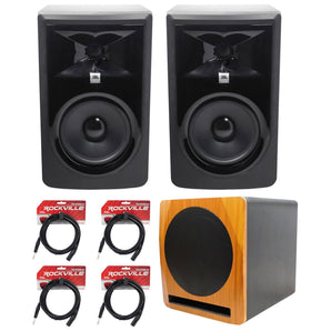 (2) JBL 306P MkII 6" 2-Way Powered Studio Monitors Speakers and 10" Active Subwoofer