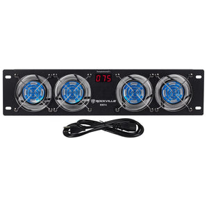 Rockville RRF4 19" Rack Mount 4 Fan Cooling System with LED Temperature Display