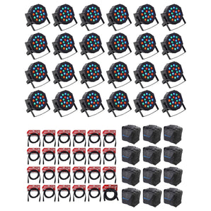 (24) Rockville FHB-118 LED RGB DMX LED PAR Can Wash Lights+(24) Cables+Bags