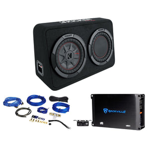 Kicker 48TCWRT82 COMPRT8 8" 600W Loaded Shallow Subwoofer+Mono Amplifier+Amp Kit