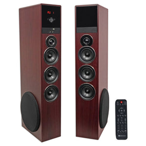 Rockville TM150C Cherry Powered Home Theater Tower Speakers 10" Sub/Bluetooth/USB