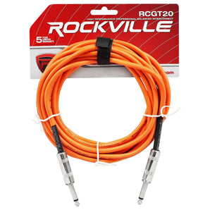 8 Rockville RCGT20O 20'  1/4" TS to 1/4'' TS Guitar/Instrument Cable