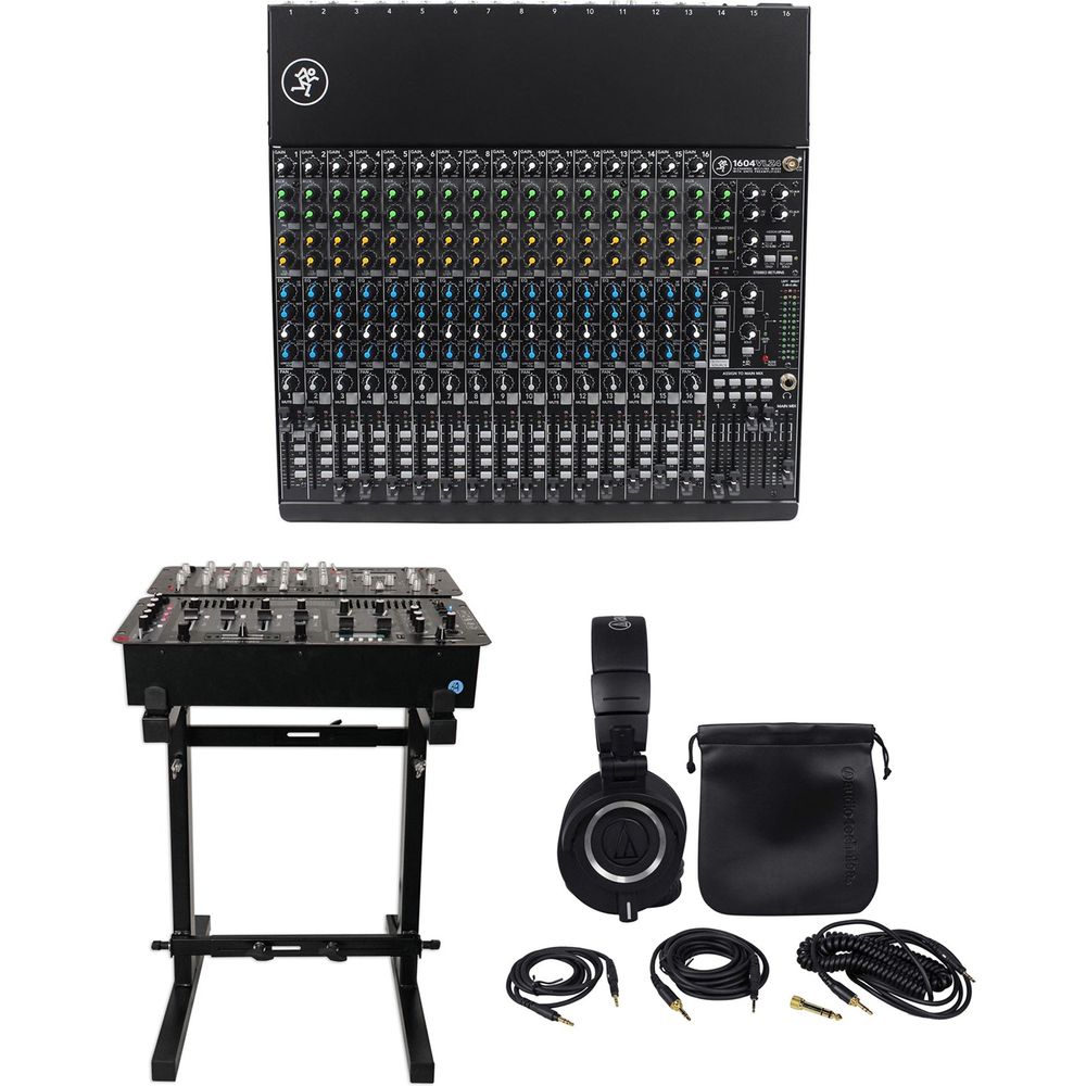 1604VLZ4 16-Channel Mixer, Mixer Stand & ATH-M50X Headphones