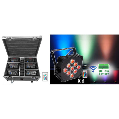 6 Rockville BEST PAR+BEST STRIP+ROCKWEDGE Wireless DMX Battery Lights+Controller
