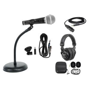 Samson PC Podcasting Podcast Microphone+Weighted Gooseneck Stand+Headphones