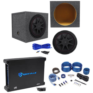 Kicker 43CVR154 COMPVR 15" 1000W Car Subwoofer+Sealed Box+Mono Amplifier and Amp Kit