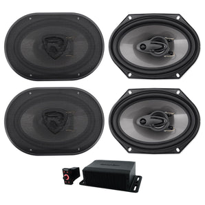 Memphis Hidden Hide Away Classic Car Stereo Receiver+(4) 6x8 inches 3-Way Speakers