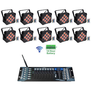 (10) Rockville BEST PAR 60 Rechargeable Wash Lights w/Wireless DMX Controller