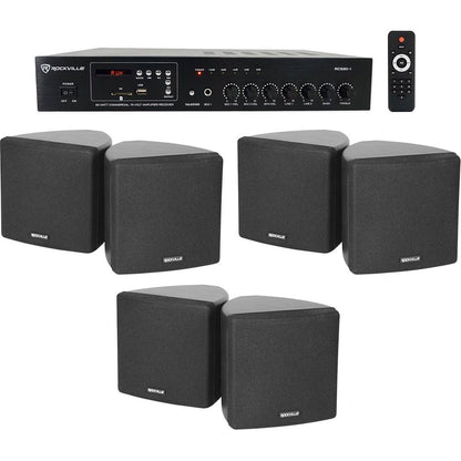 RCS80-1 60W Amp 3-Pack + Cube 3.5" Black Speakers Bundle