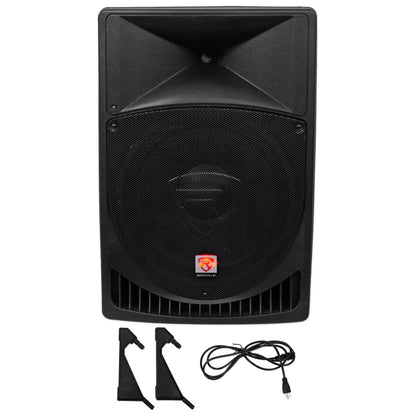 1202VLZ4 Mixer with (2) RPG15 Powered Speakers and Stands