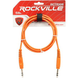 5 Rockville 6' 1/4'' TRS to 1/4'' TRS Cable 100% Copper (5 Colors)