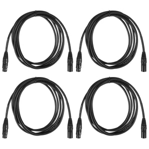 (4) Rockville RCXFM10E-B 10 Foot Female to Male XLR Mic Cables Black 100% Copper