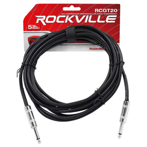 24 Rockville RCGT20B 20'  1/4" TS to 1/4'' TS Guitar/Instrument Cable