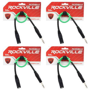 4 Rockville RCXMB1.5G Green 1.5' Male REAN XLR to 1/4'' TRS Balanced Cables