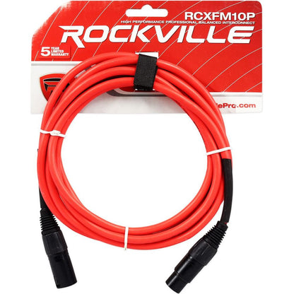 3 10' Female to Male XLR Cables 100% Copper (Black, Blue, and Red)