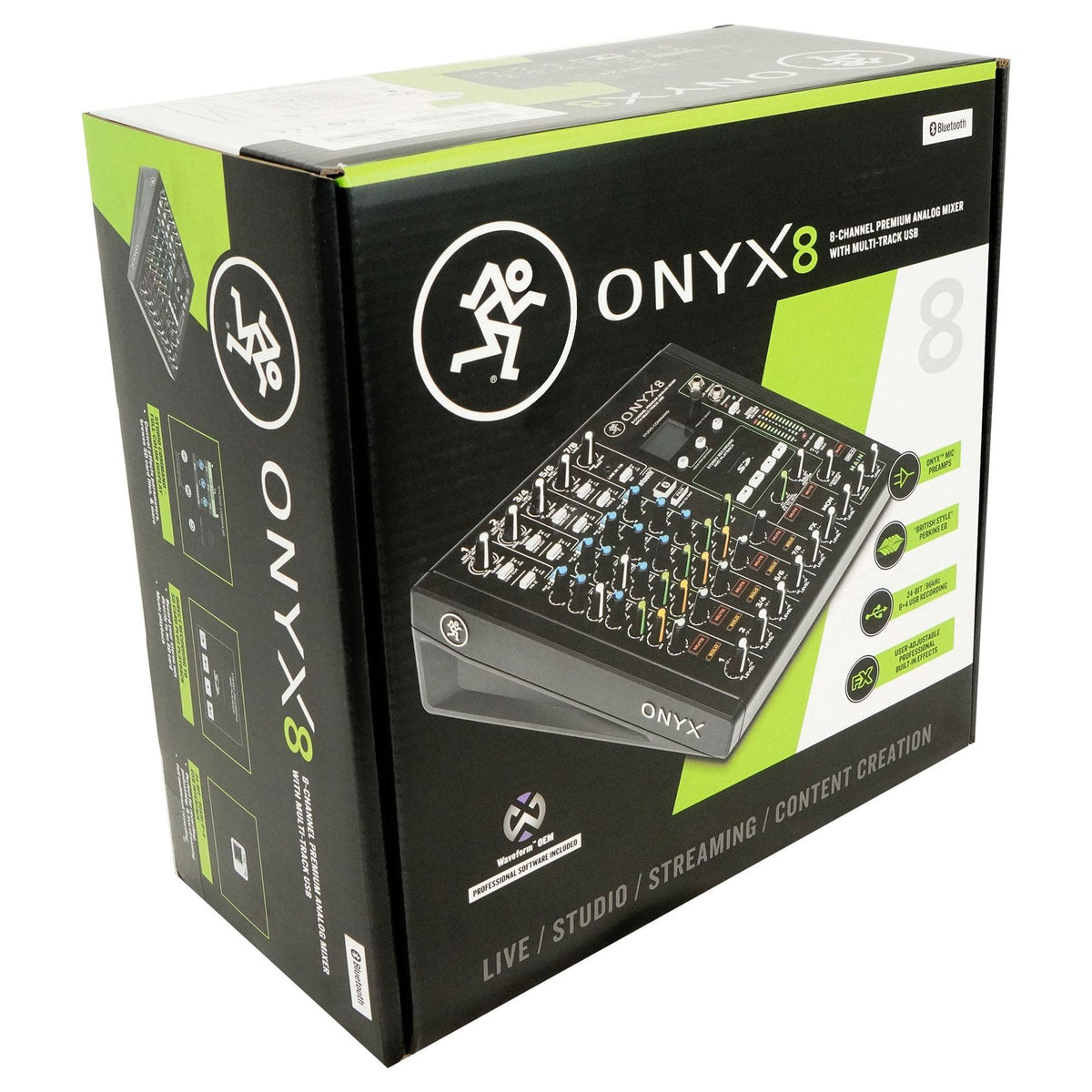 Mackie ONYX8 8-Channel Analog Mixer w/ Multi-Track USB/3-Band EQ+Bluetooth