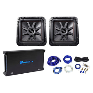 2) KICKER 45L7R122 12" 1200w L7R Car Subwoofers, Solo-Baric Subs+Amplifier+Wires