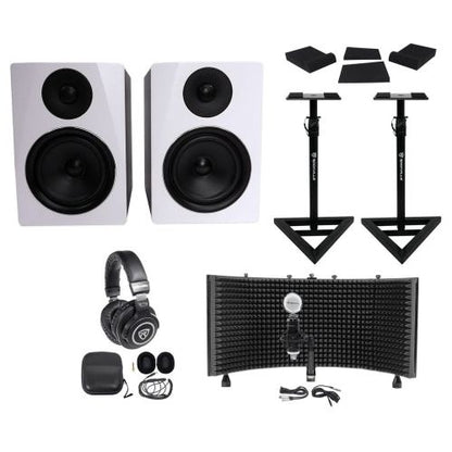 APM6W 6.5" 350W Studio Monitors+Stands+Pads+Headphones+Mic+Shield