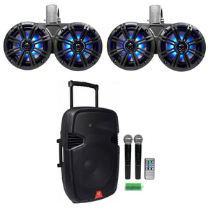 Pair KICKER 45KMTDC65 Dual 6.5" Marine Wakeboard Tower Speakers+Tailgate Speaker