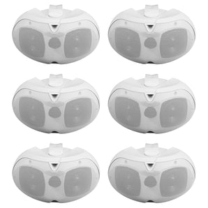 (6) Rockville D4-70 White Dual 4" 70v Commercial/Restaurant Wall Mount Speakers