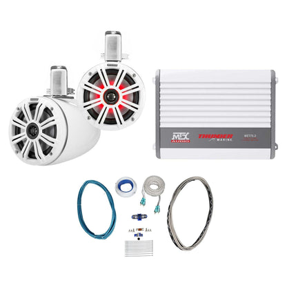 45KMTC65W 6.5" LED Tower Speakers + WET75.2 Amplifier + RMWK8 Wire Kit