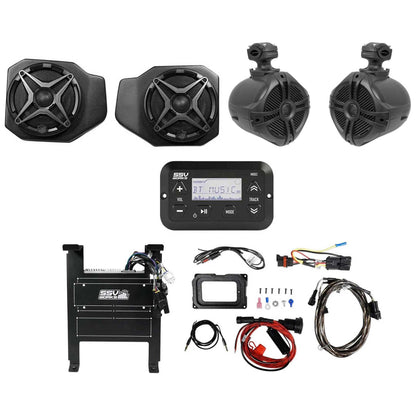 Bluetooth Receiver, Front Speakers & 6.5" Rockville Tower Speakers for Ranger XP1000