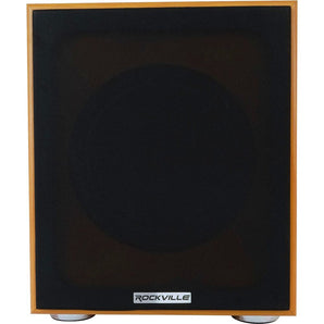 Rockville Bluetooth Home Receiver+(4) 6.5" Wood Bookshelf Speakers+8" Subwoofer + Rockville R14GSBR100 Red/Blk 14 Gauge 100' Ft. Mini Spool Car Audio Speaker Wire