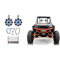 45KMTC8W 8" LED Tower Speakers + WET75.2 Amplifier + RMWK8 Wire Kit for RZR/ATV/UTV