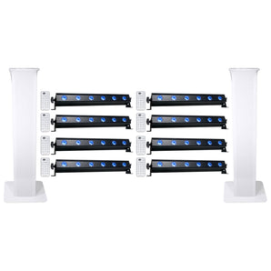 8) American DJ ADJ UB 6H 22.5" RGBAW+UV LED DMX Wash Light Bars+2) Totem Stands