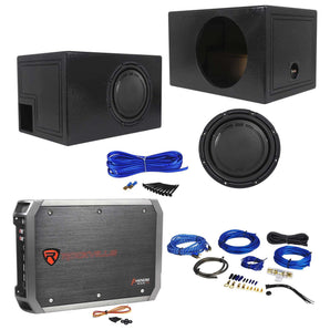 Polk Audio DB1242SVC 12” 1110w Car Subwoofer+Vented Sub Box+Amplifier+Amp Kit