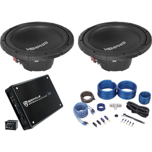 (2) Memphis Audio SRX1244 12" 500w SRX Car DVC Subwoofers+Mono Amplifier+Amp Kit