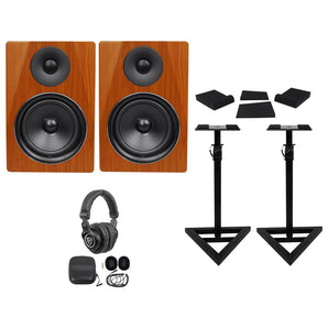 (2) Rockville DPM6C 6.5" 420w Dual Powered Studio Monitors+Stands+Pads and Headphones