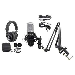 Rockville Studio Recording Microphone+40" Boom Arm+Desk Clamp+Mount+Headphones