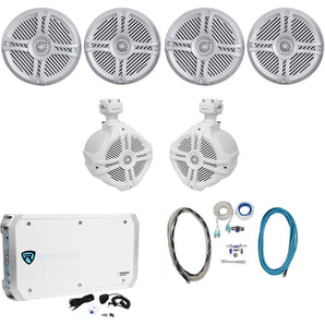 4) Rockville RMSTS65S 6.5" 1600w Marine Boat Speakers+2) Wakeboards+Amp+Wire Kit