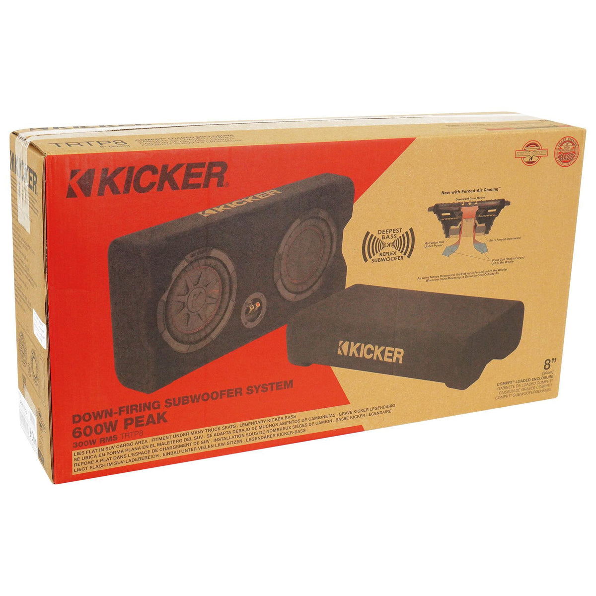 KICKER 48TRTP82 TRTP 8" 600w Down Firing Subwoofer+Enclosure+Passive Radiator