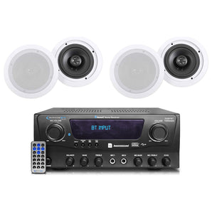 Technical Pro RXM7BT Home Receiver Bluetooth Amplifier+(4) 6.5" Celing Speakers