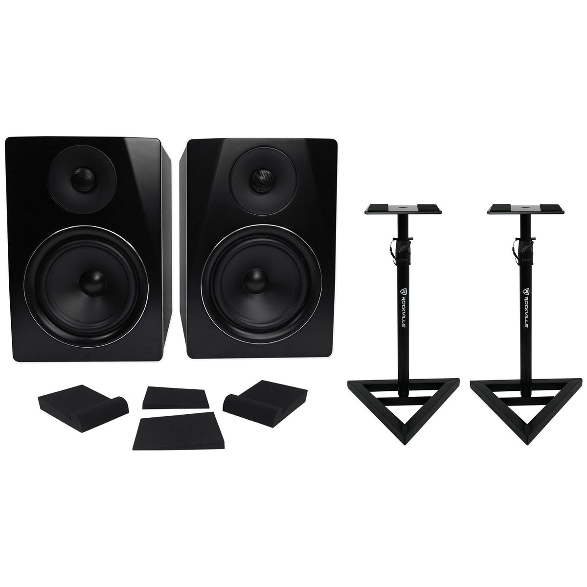 Pair APM6B 6.5" 350W Powered USB Studio Monitors + Stands + Pads