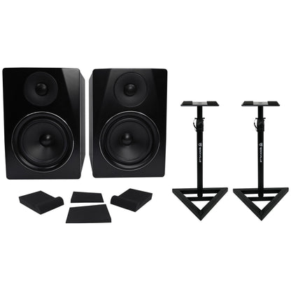 Pair APM6B 6.5" 350W Powered USB Studio Monitors + Stands + Pads