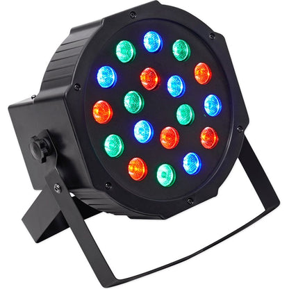 (2) Rockville Tripod DJ PA Speaker Stands+Carry Case+Scrims+(2) RGB Par Lights