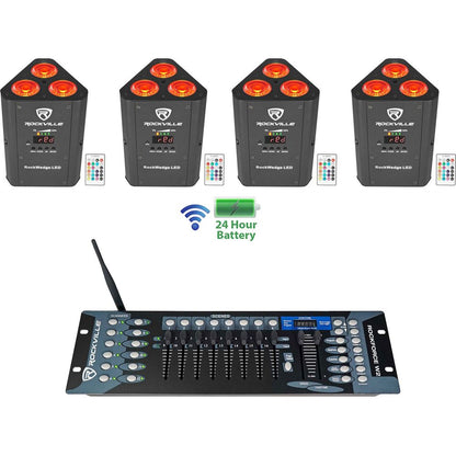 RockWedge LED 4-Pack + ROCKFORCE W2 Controller Bundle