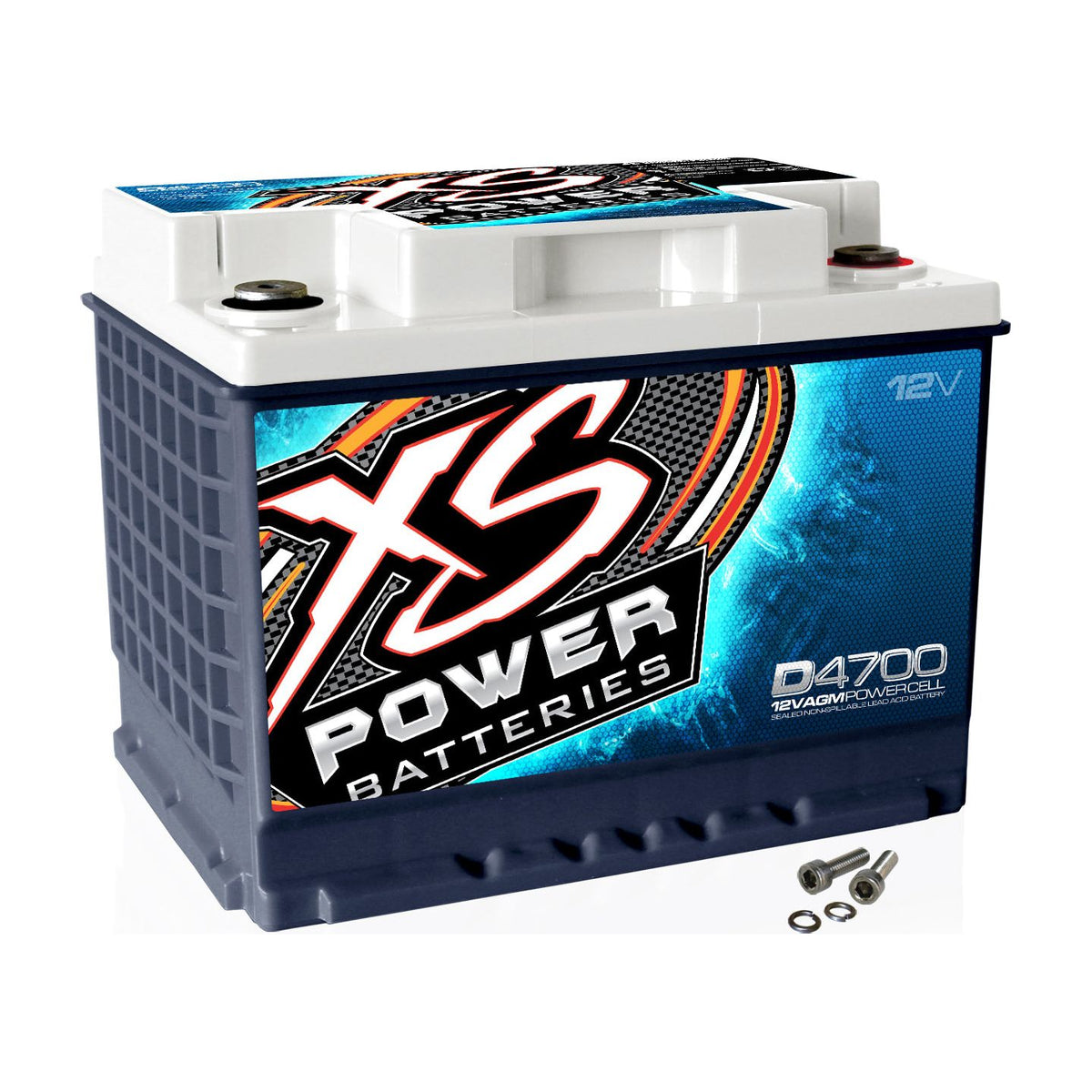 XS Power D4700 2900 Amp 12V Group 48 Power Cell AGM Battery + Power/Ground Wires
