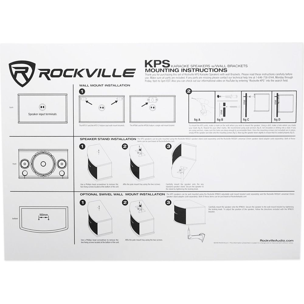 KPS65 6.5" 2-Way 400W Karaoke/Pro Speakers + 36" Furniture Stands