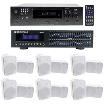 6000W 6-Zone Home Theater Bluetooth Receiver + (12) 6.5" Speakers + EQ