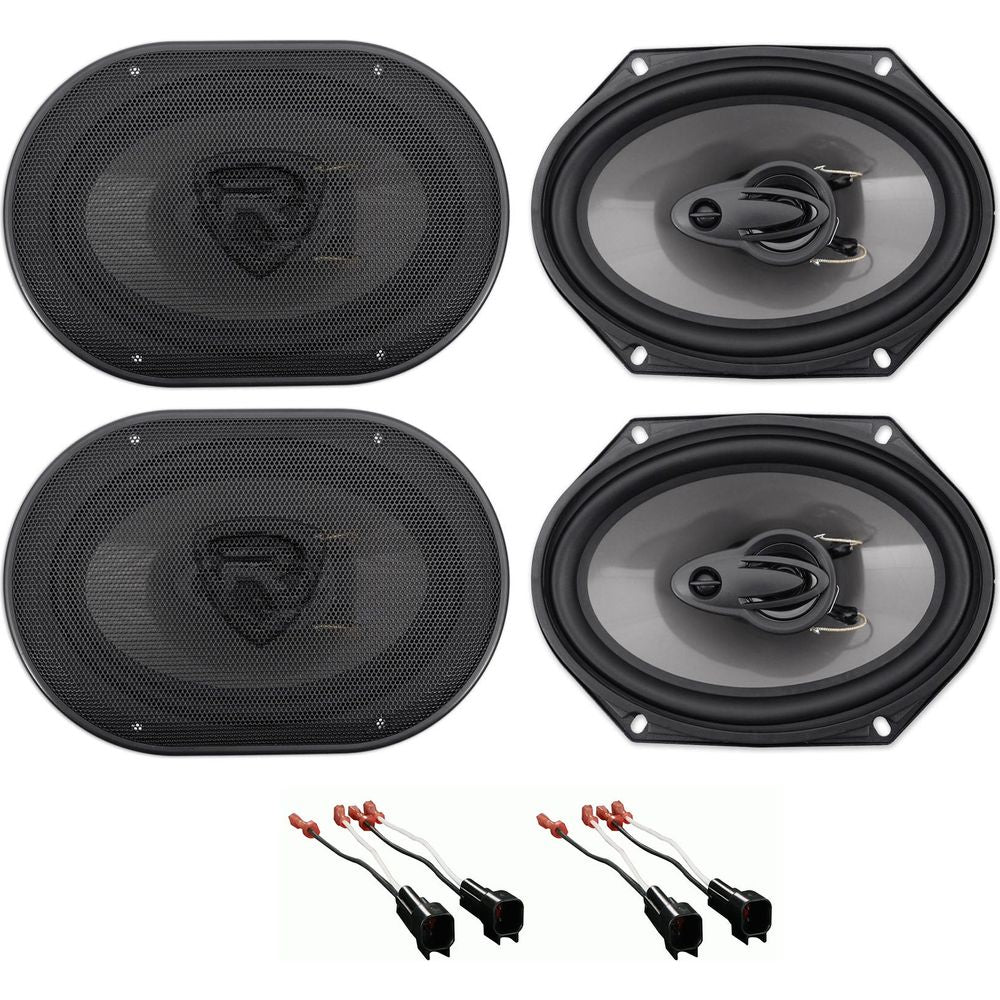 RV68.3A 6x8 Car Speakers 2-Pack + Ford Speaker Harness Bundle