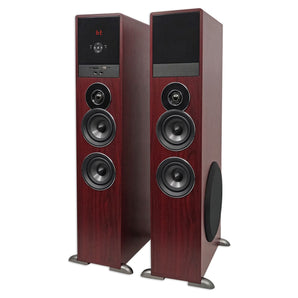 Rockville TM80C Cherry Powered Home Theater Tower Speakers 8" Sub/Bluetooth/USB