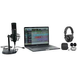 Rockville Solo-Cast Pro USB Microphone w/Recording Interface+Stand+Headphones